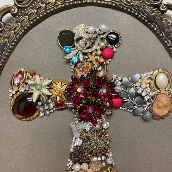 Vintage jewelry framed art-cross motif - Picture 3 of 5